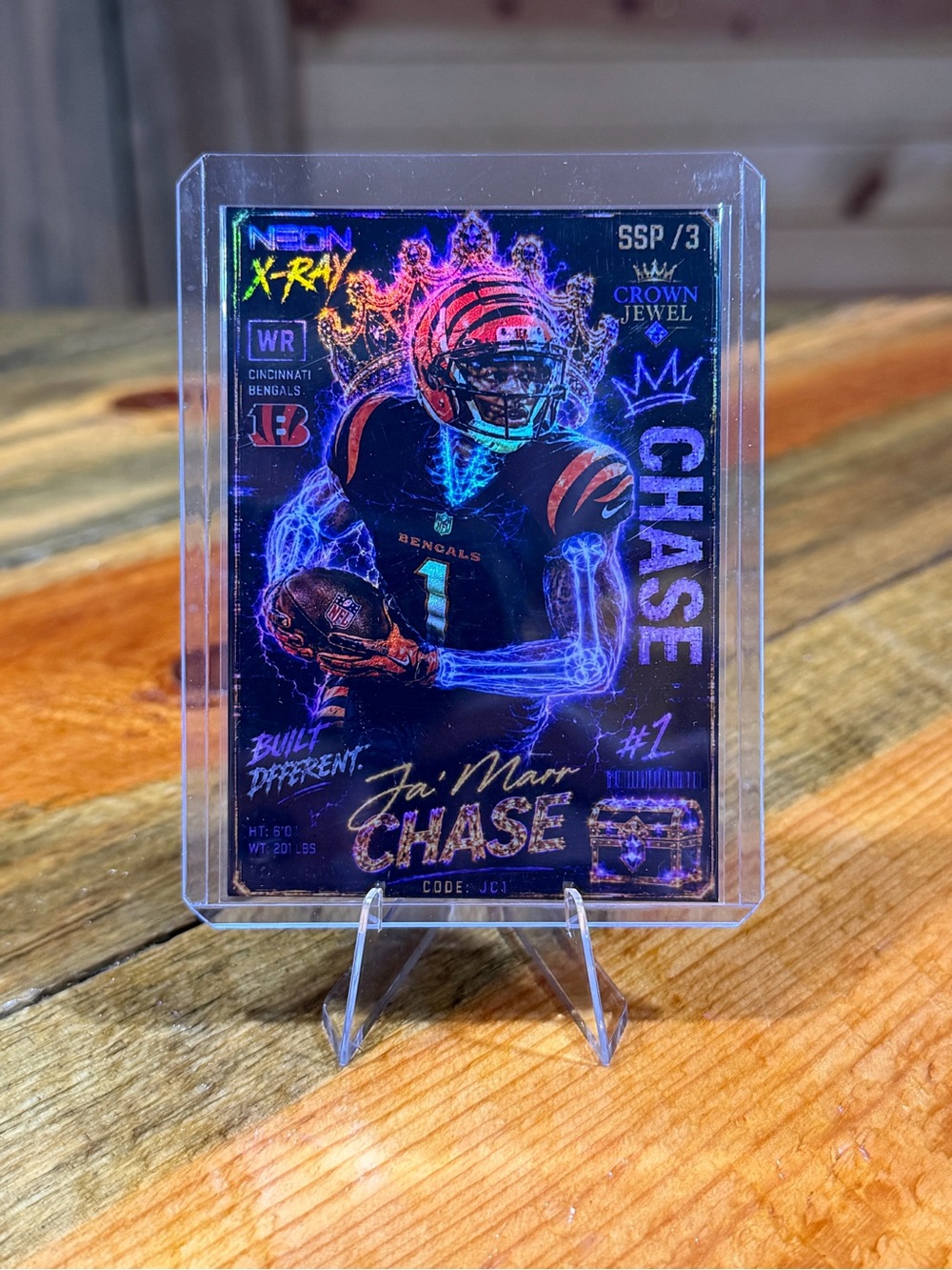 Ja’Marr Chase Cincinnati Bengals Neon X-Ray SSP/3 Custom Football Card